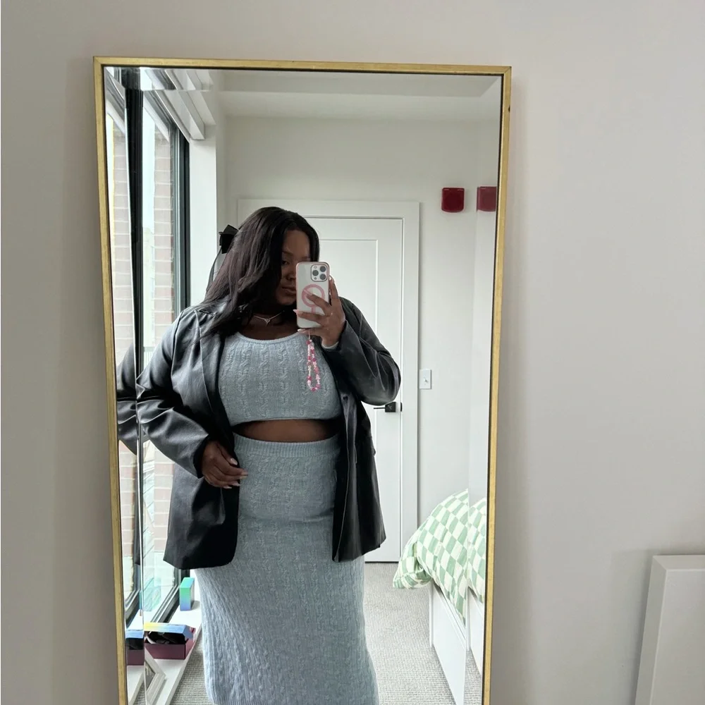 Future Collective Gray Knit Cropped Sweater + Skirt Set - Picture 8 of 8